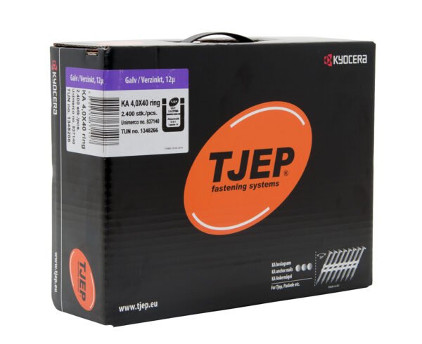 TJEP 34° inkarinės vinys 4,0 × 40 mm rifliuotos, cinkuotos 12 μm – 2400 vnt.