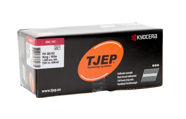 TJEP 21° juostinės vinys 2,8 × 63 mm rifliuotos, karštai cinkuotos – 1000 vnt.