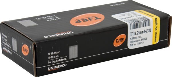 TJEP apdailinės vinutės 18G 1,2 × 25 mm, A4 nerūdijančio plieno – 5000 vnt.