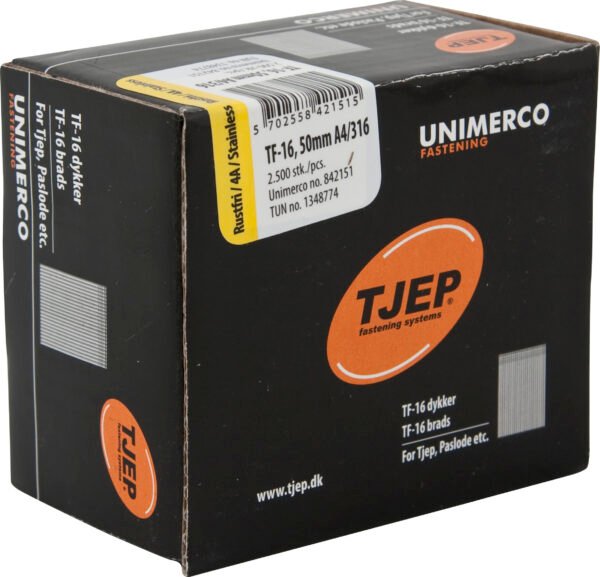 TJEP apdailinės vinutės 16G 1,6 × 50 mm, A4 nerūdijančio plieno – 2500 vnt.