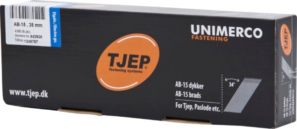 TJEP 34° apdailinės vinys 15G 1,8 × 38 mm, cinkuotos – 4000 vnt.