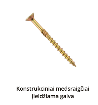 Konstrukciniai medsraigčiai įleidžiama galva